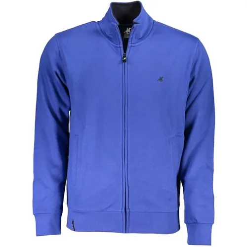 Blauer Bestickter Zip-Up Pullover , Herren, Größe: L - U.S. Polo Assn. - Modalova