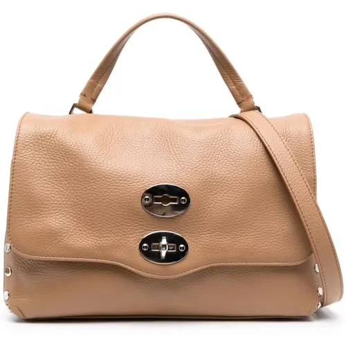 Brown Small Postina Daily leather tote bag , female, Sizes: ONE SIZE - Zanellato - Modalova