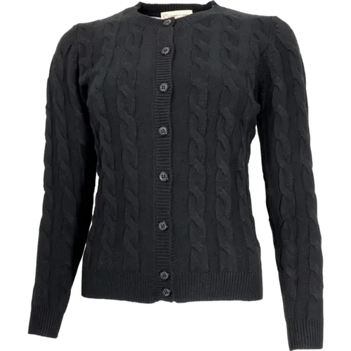 Geflochtener Slim Fit Cardigan Schwarz , Damen, Größe: M - CASHMERE COMPANY - Modalova