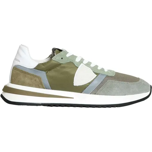 Sage Suede and Fabric Sneakers , male, Sizes: 7 UK - Philippe Model - Modalova