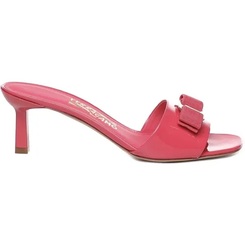 Rosa Lackleder Absatz-Mules , Damen, Größe: 36 1/2 EU - Salvatore Ferragamo - Modalova