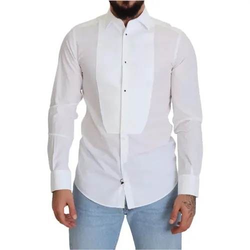Weißes Formales Baumwoll-Tuxedo-Kleid Hemd - Dolce & Gabbana - Modalova
