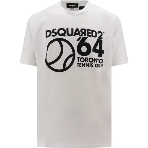 Weißes Rundhals-T-Shirt , Herren, Größe: 2XL - Dsquared2 - Modalova