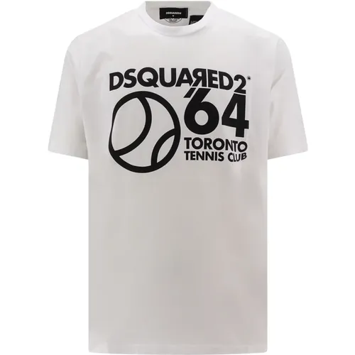 Weißes Rundhals-T-Shirt , Herren, Größe: XL - Dsquared2 - Modalova