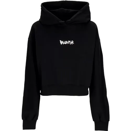 Schwarzer Cropped Hoodie mit Großem Logo , Damen, Größe: S - Disclaimer - Modalova