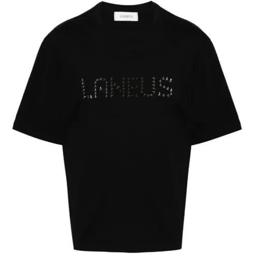 Nieten Schwarzes Baumwoll-T-Shirt - Laneus - Modalova