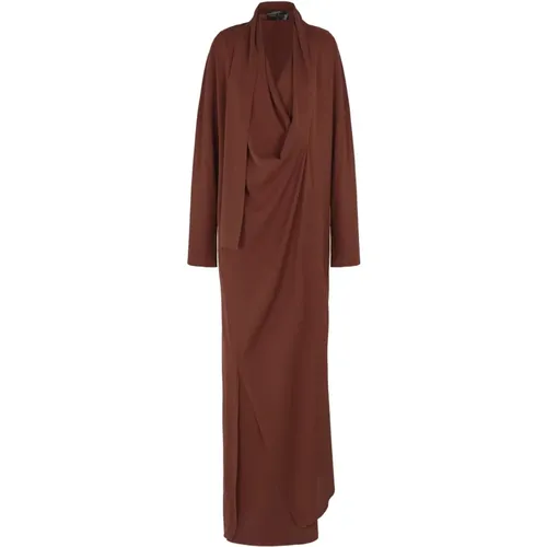 Silk Kimono Style Long Dress Burgundy , female, Sizes: L, 2XL, M, XL - Cortana - Modalova