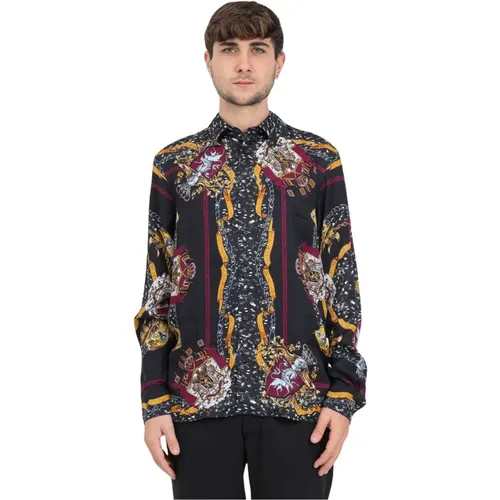 Graphic Print Shirt with Classic Collar , male, Sizes: XL, L - Just Cavalli - Modalova