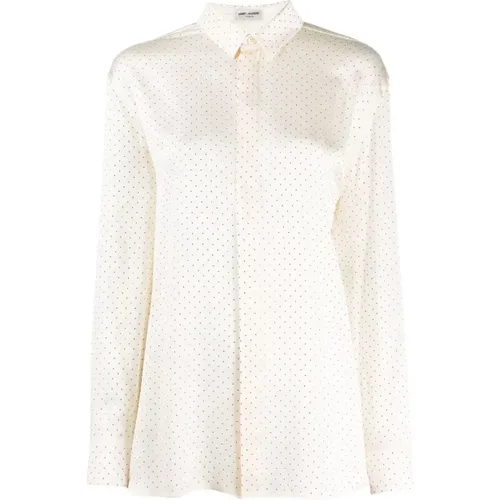 Elegant Silk Shirt with Studs , female, Sizes: M - Saint Laurent - Modalova