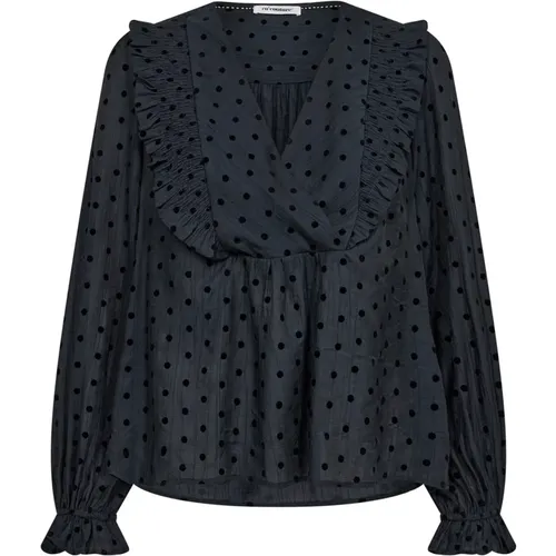 Feminine Dot Frill Smock Shirt Navy , Damen, Größe: XS - Co'Couture - Modalova