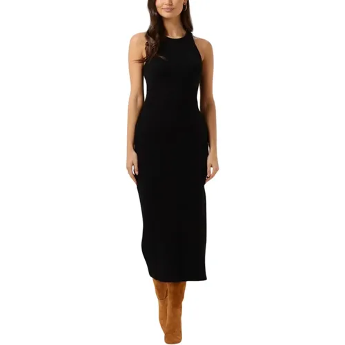 Schwarzes Langarm Midi Kleid , Damen, Größe: M - Gestuz - Modalova