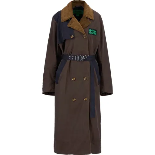 Brauner Wachstum Trenchcoat mit Wildlederkragen , Damen, Größe: 2XS - Barbour - Modalova