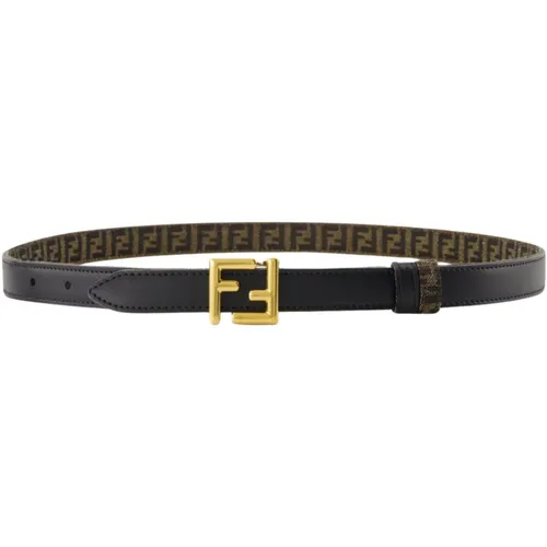 Reversible Belt with Metal Logo , female, Sizes: 80 CM - Fendi - Modalova