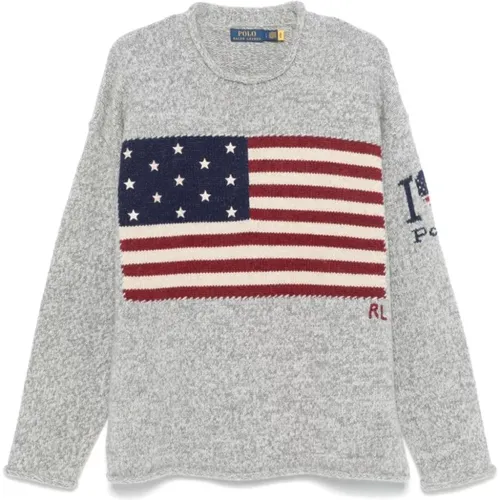 Polo Sweaters Grey , male, Sizes: M, L - Ralph Lauren - Modalova