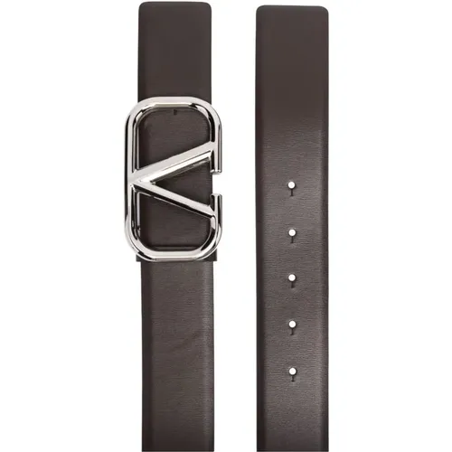 Iconic VLogo Leather Belt, , male, Sizes: 100 CM, 90 CM, 105 CM, 85 CM, 95 CM - Valentino Garavani - Modalova