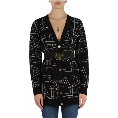 Logo Motif Wool Blend Cardigan - Elisabetta Franchi - Modalova