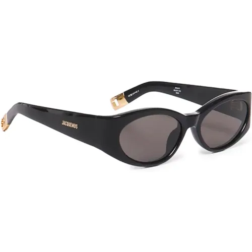 Schwarze Ovalo Sonnenbrille mit Goldfinish , unisex, Größe: ONE Size - Jacquemus - Modalova