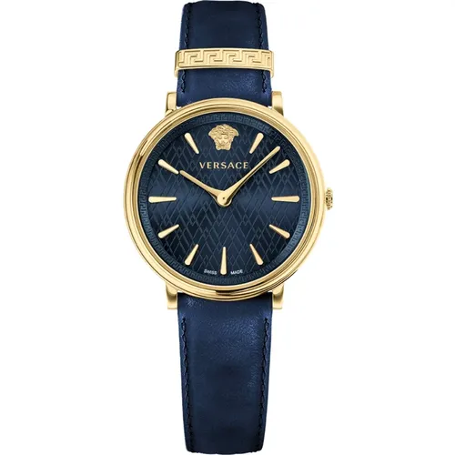 Blaue Kreis Uhr Versace - Versace - Modalova