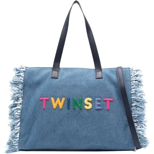 Denim Twin-Set Taschen mit Fransendetails , Damen, Größe: ONE Size - Twinset - Modalova