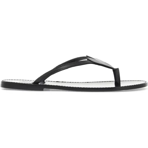 Leather Heart Detail Flip-Flops , female, Sizes: 7 UK - By Malene Birger - Modalova