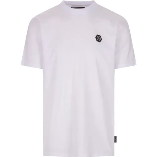 T-shirt with Hexagon Appliqué , male, Sizes: S, XL - Philipp Plein - Modalova