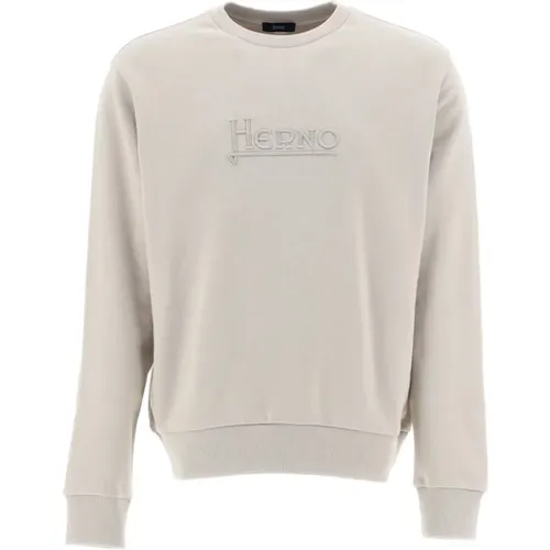 Embroidered Cotton Sweatshirt Regular Fit , male, Sizes: M, XL - Herno - Modalova