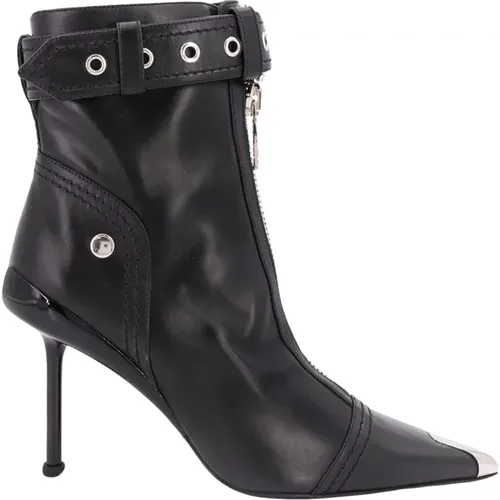 Leather Ankle Boots with Zipper , female, Sizes: 4 UK, 5 UK, 3 UK - alexander mcqueen - Modalova