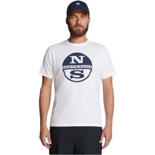 Organisches T-Shirt mit Rundhalsausschnitt und kurzen Ärmeln , Herren, Größe: 3XL - North Sails - Modalova