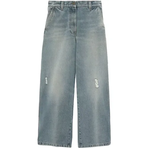 Paris Wide-Leg Jeans Blau , Damen, Größe: W25 - Palm Angels - Modalova
