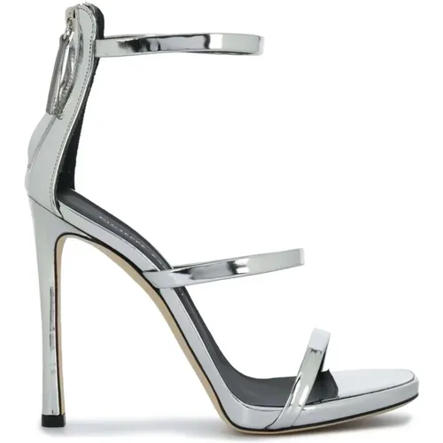 Silver Harmony Sandals with Stiletto Heel , female, Sizes: 5 UK, 4 UK, 6 UK - giuseppe zanotti - Modalova
