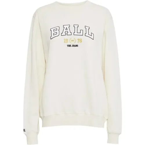 Offwhite Sweatshirt mit Besticktem Logo , Damen, Größe: 2XL - Ball - Modalova