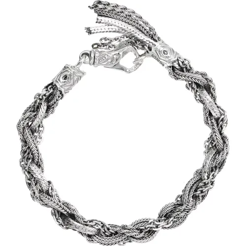 Silber Foxtail Kette Armband , unisex, Größe: M - Emanuele Bicocchi - Modalova