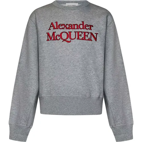 Grauer Sweatshirt Loose-fit Signatur Stickerei - alexander mcqueen - Modalova