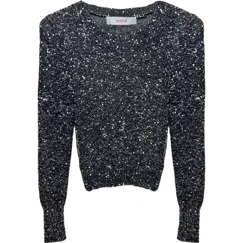 Schwarzes Microsequin-Top Made in Italy , Damen, Größe: M - Jucca - Modalova