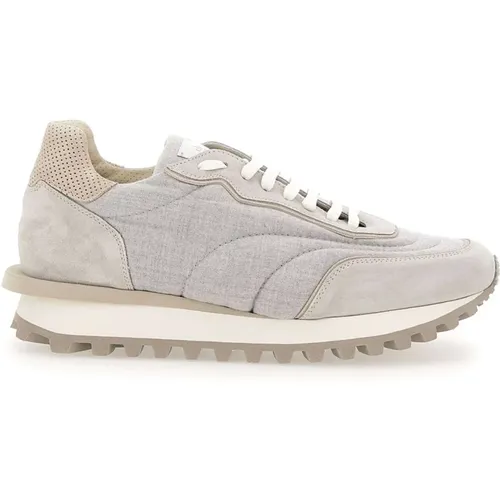 Grey Suede Sneakers with Wool Inserts , male, Sizes: 7 UK, 10 UK, 11 UK, 8 UK - Eleventy - Modalova