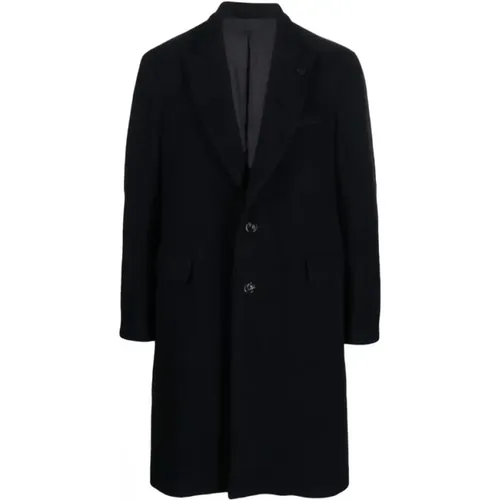 Midnight Wool-Blend Coat with Brooch Detail , male, Sizes: 2XL, XL - Lardini - Modalova