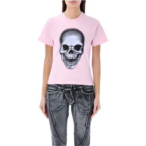 Slim-Fit T-Shirt mit Totenkopfdruck , Damen, Größe: M - Ottolinger - Modalova