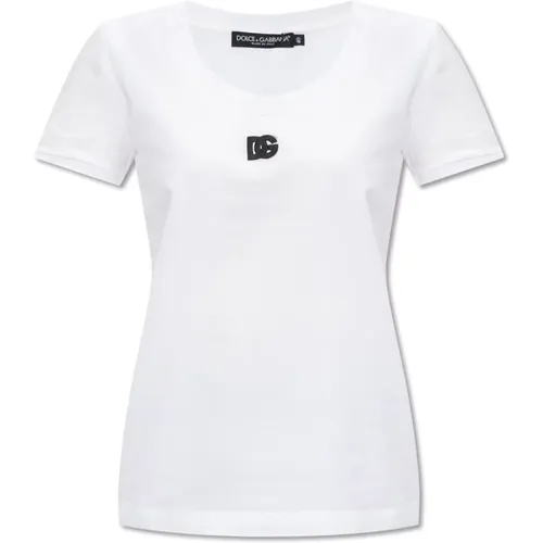 T-shirt with logo , female, Sizes: XS, M - Dolce & Gabbana - Modalova