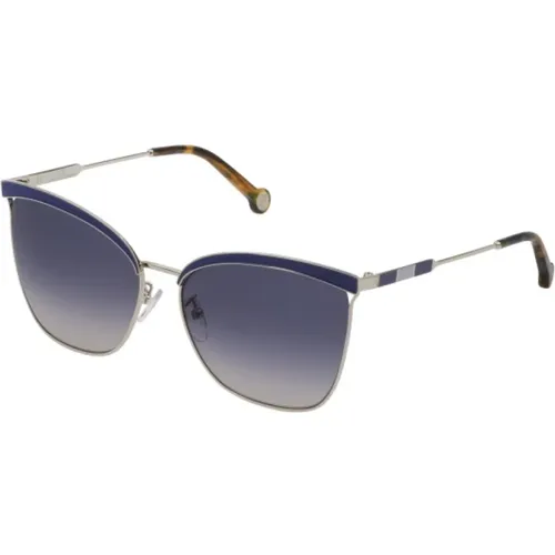 Silberne Metallsonnenbrille für Frauen , Damen, Größe: 57 MM - Carolina Herrera - Modalova