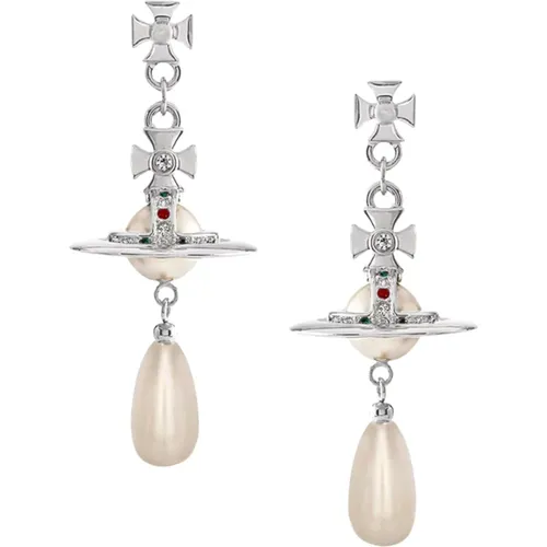 Platinum Pearl Drop Earrings , female, Sizes: ONE SIZE - Vivienne Westwood - Modalova
