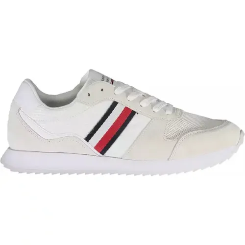 Weißer Polyester Sneaker , Herren, Größe: 40 EU - Tommy Hilfiger - Modalova