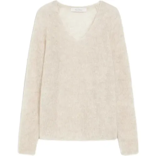 Weicher Mohair-Mix V-Ausschnitt Pullover , Damen, Größe: M - Max Mara - Modalova