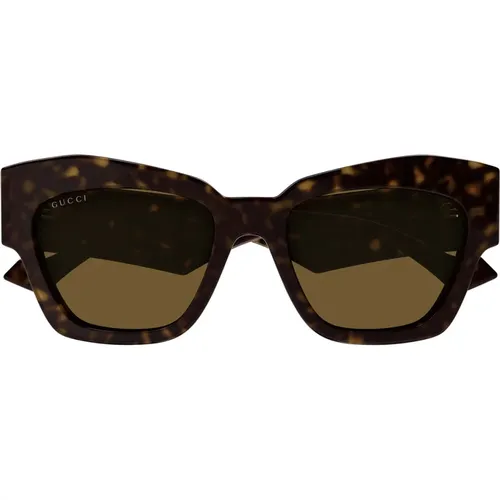 Sonnenbrille aus recyceltem Acetat mit braunen Gläsern - Gucci - Modalova