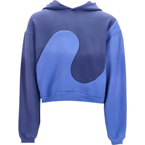 Blaue Baumwoll-Swirl-Hoodie mit Einsätzen , Herren, Größe: M - ERL - Modalova