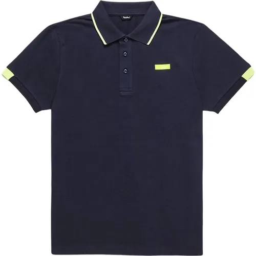 Contrasting Collar Cotton Polo Shirt with Logo Print , male, Sizes: L, M - RefrigiWear - Modalova