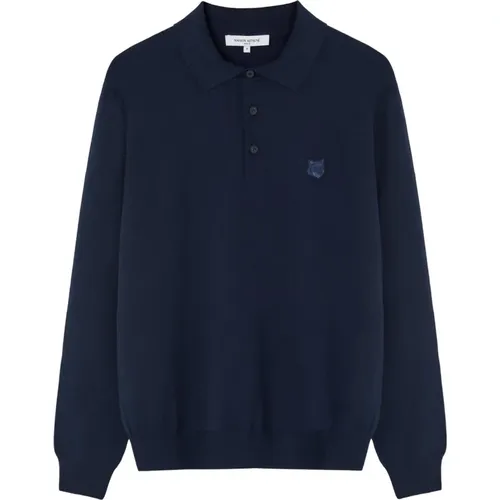 Bold Fox Head Patch Polo Sweaters , male, Sizes: L, XL - Maison Kitsuné - Modalova