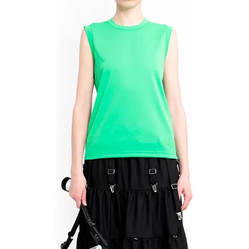 Grünes ärmelloses Jersey-T-Shirt , Damen, Größe: L - Comme des Garçons - Modalova