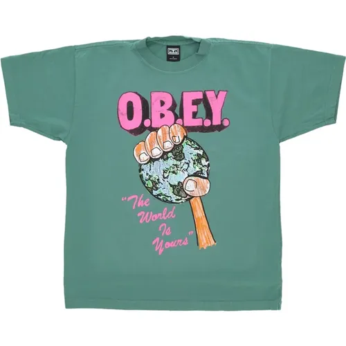 Palm Leaf Streetwear Tee , Herren, Größe: XS - Obey - Modalova