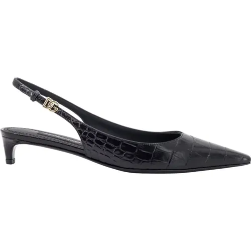 Schwarze Lederpumps mit spitzer Kappe - Dolce & Gabbana - Modalova