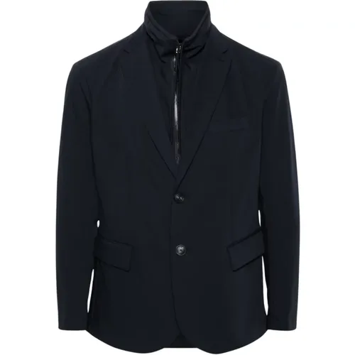 Layered Navy Blazer Jacket , male, Sizes: 4XL, M, 3XL, XL, L, S, 2XL - Emporio Armani - Modalova